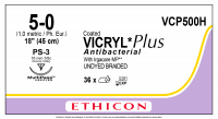 Викрил Плюс неокрашенный Ethicon М1 (5/0) 45 см, игла обратно-режущая РS-3, №36 - VCP500H