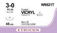 Викрил неокрашенный Ethicon 2/0 (3/0) 45 см, игла режущая PC-25 прайм, №24 - W9521T