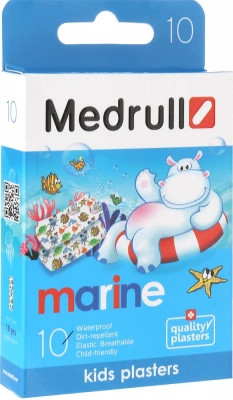 Лейкопластыри Medrull Kids детские в стрипах, водонепроницаемые 10 шт.
