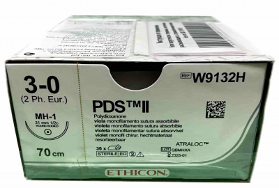 ПДС фиолетовый Ethicon М2 (3/0) 70 см, игла колющая MH-1, №36 - W9132H
