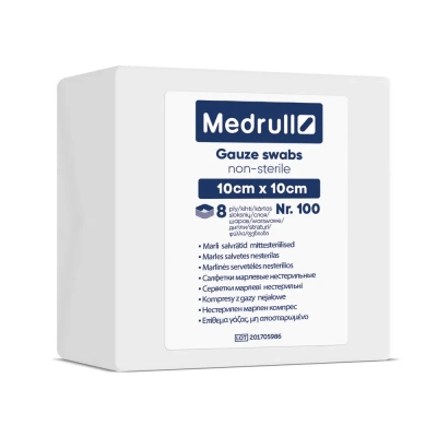 Салфетка Medrull 10х10 см марлевая нестерильная 8-слойная N100