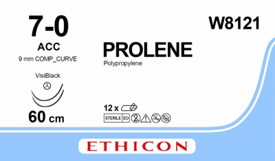 Пролен синий Ethicon М0.5 (7/0) 60 см, две иглы колющие ACC VB, №12 - W8121