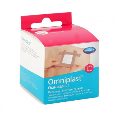 Пластырь Hartmann Omniplast 5см х5 м фиксирующий, текстильный,  цвет кожи, №1